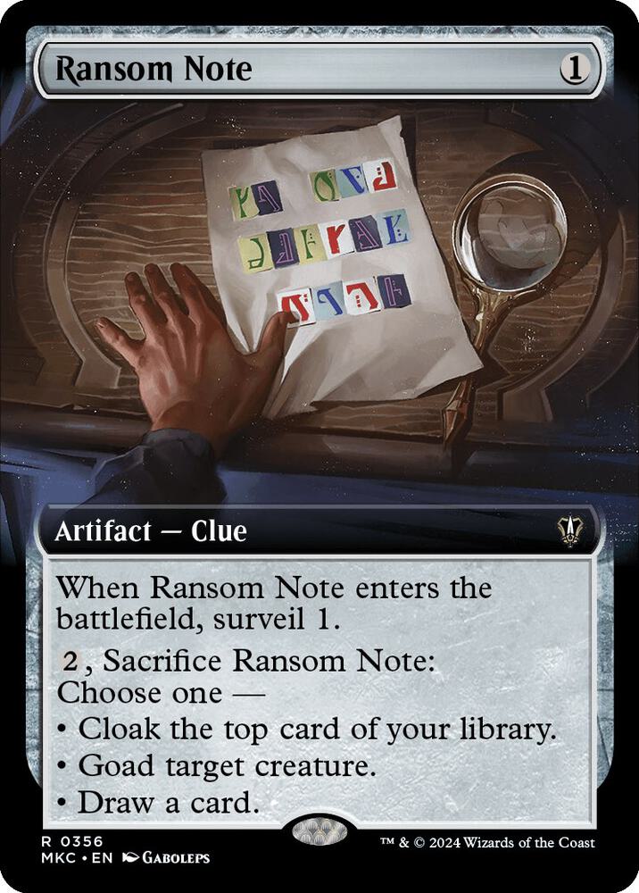 Ransom Note (0356) (Extended Art) [Murders at Karlov Manor Commander] [Extended Art]