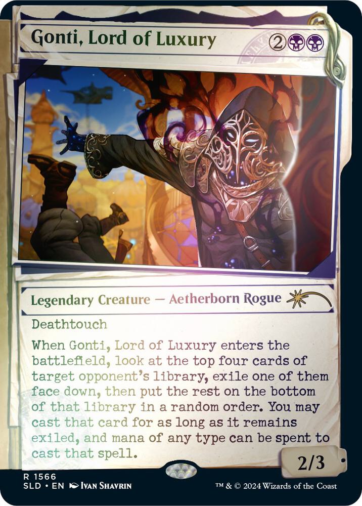 Gonti, Lord of Luxury (Rainbow Foil) (1566) [Secret Lair Drop] [Showcase]