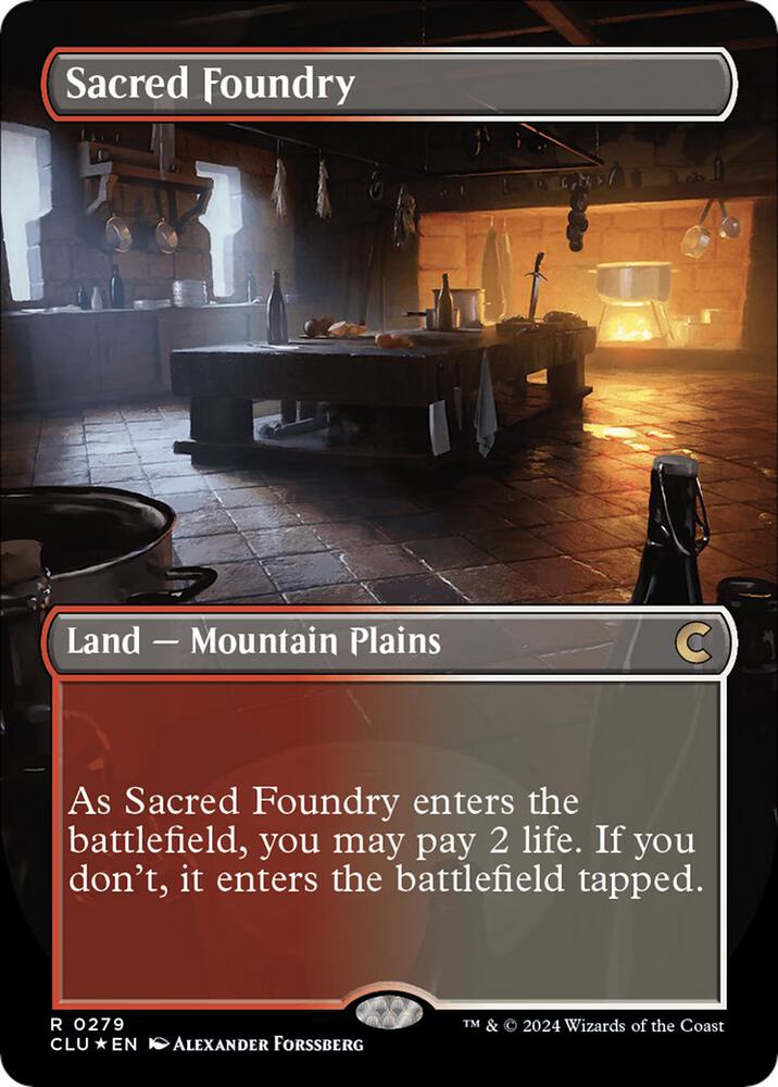 Sacred Foundry (Borderless) (279) [Ravnica: Clue Edition] [Borderless]