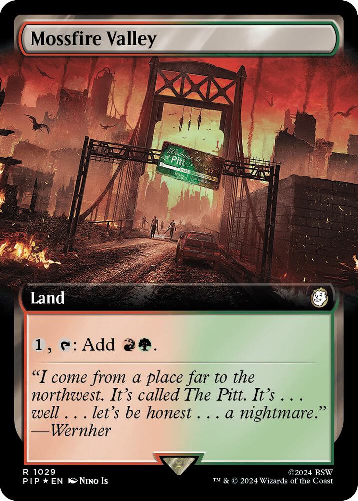 Mossfire Valley (Extended Art) (Surge Foil) (1029) [Fallout] [Extended Art]