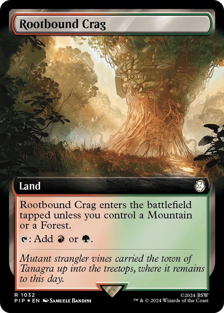 Rootbound Crag (Extended Art) (Surge Foil) (1032) [Fallout] [Extended Art]