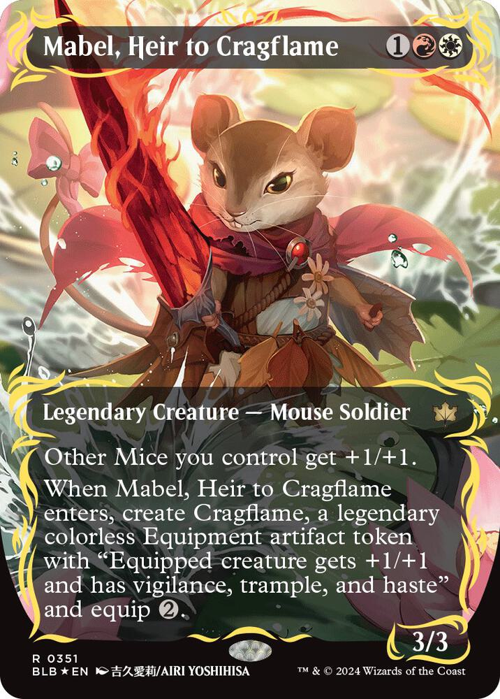 Mabel, Heir to Cragflame (Borderless) (Raised Foil) (351) [Bloomburrow]