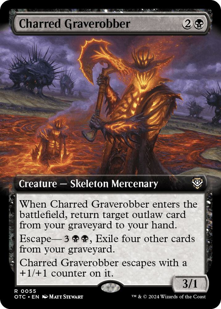 Charred Graverobber (Extended Art) (55) [Outlaws of Thunder Junction Commander]