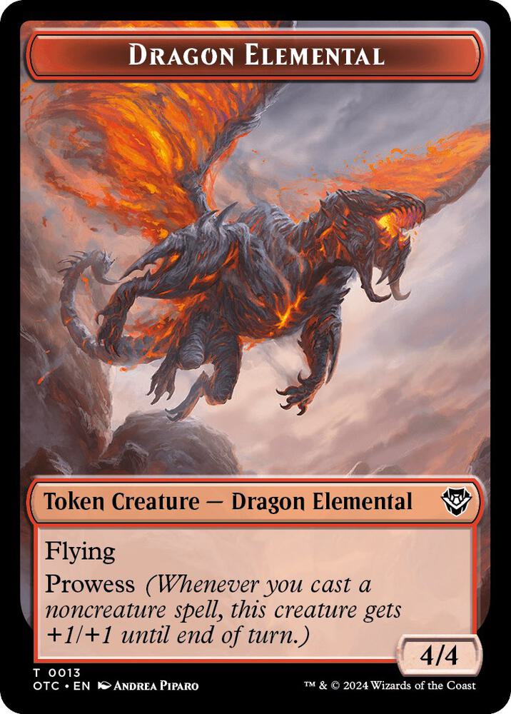 Dragon Elemental // Treasure Double-Sided Token (13 // 18) [Outlaws of Thunder Junction Commander]