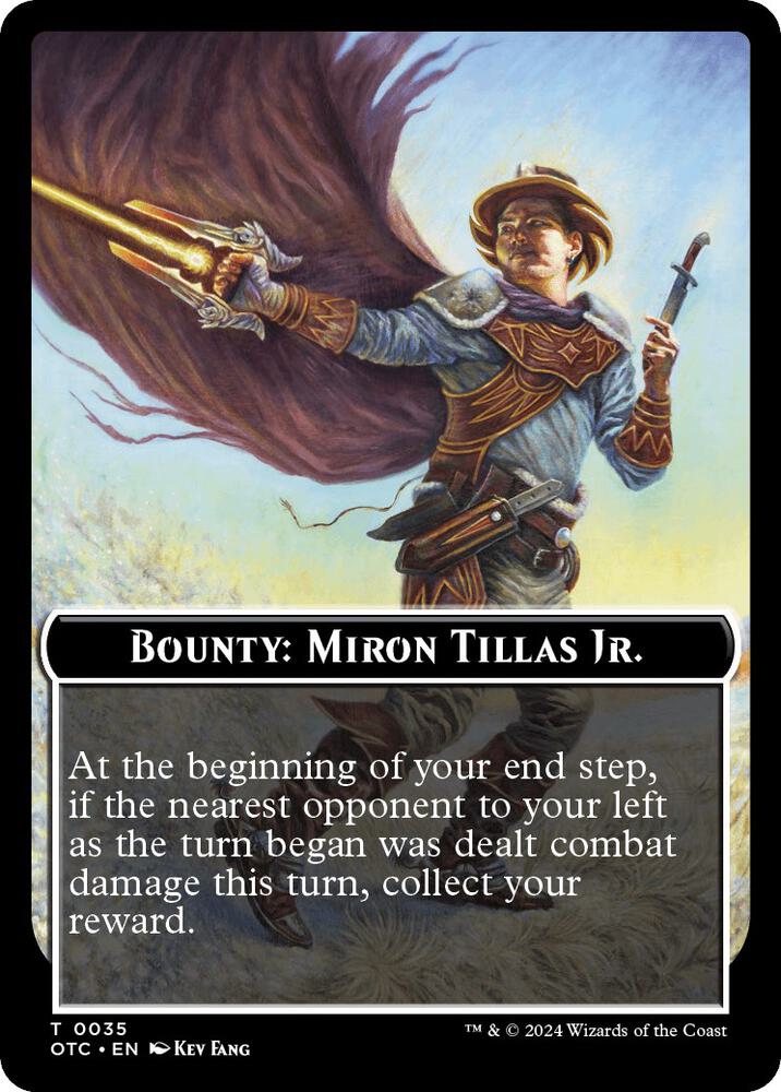 Bounty: Miron Tillas Jr. // Bounty Rules Double-Sided Token (35) [Outlaws of Thunder Junction Commander]