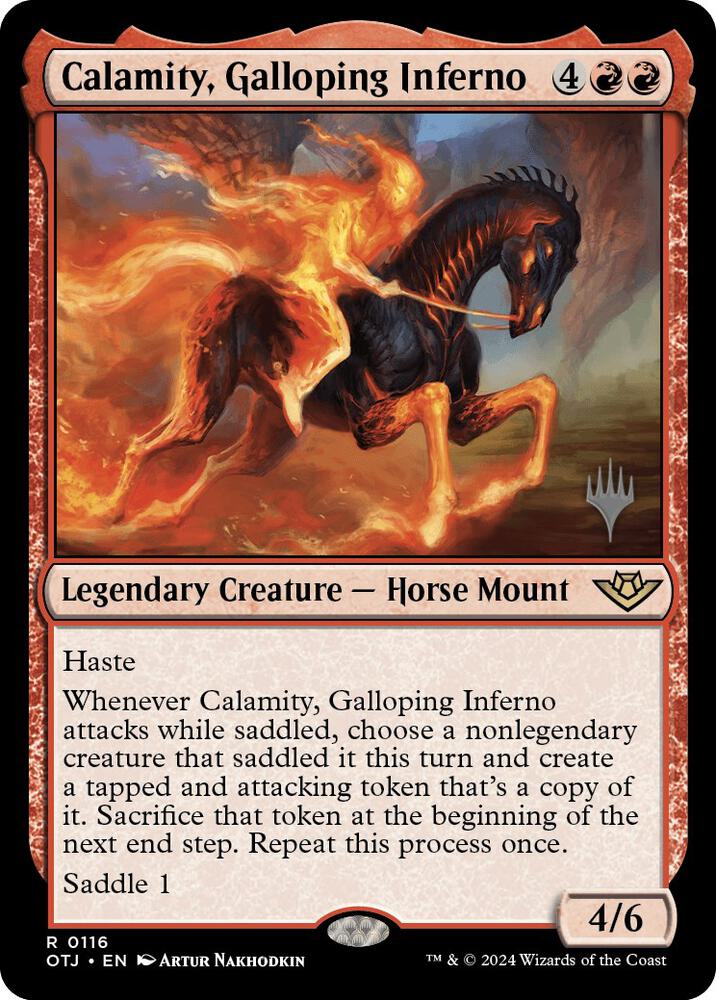 Calamity, Galloping Inferno (116) [Outlaws of Thunder Junction Promos]