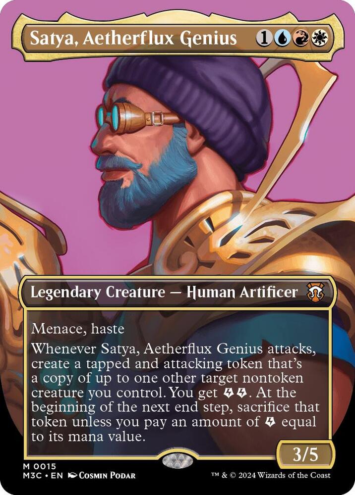 Satya, Aetherflux Genius (Borderless) (15) [Modern Horizons 3 Commander]