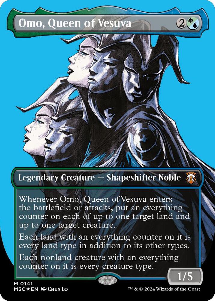 Omo, Queen of Vesuva (Borderless) (Ripple Foil) (141) [Modern Horizons 3 Commander]