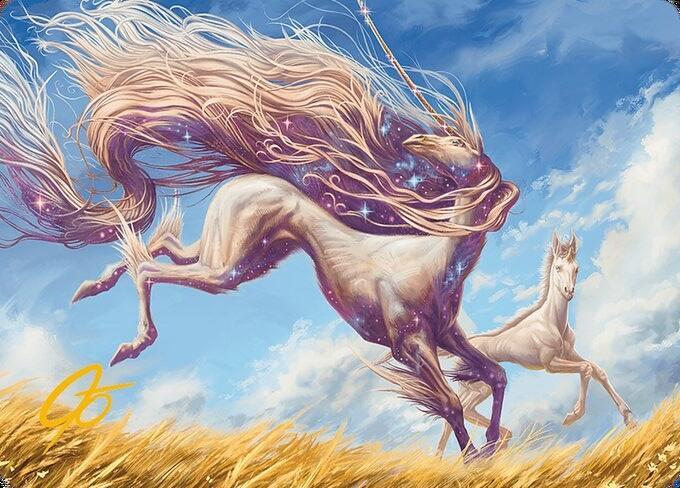 Nyxborn Unicorn Art Card (Gold-Stamped Signature) (1) [Modern Horizons 3 Art Series]