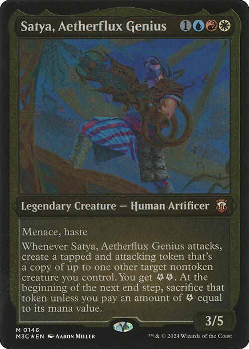 Satya, Aetherflux Genius (Display Commander) - Thick Stock (146) [Modern Horizons 3 Commander]