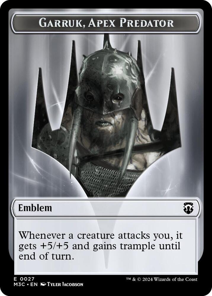 Emblem - Garruk, Apex Predator // Saproling Double-Sided Token (27 // 21) [Modern Horizons 3 Commander]