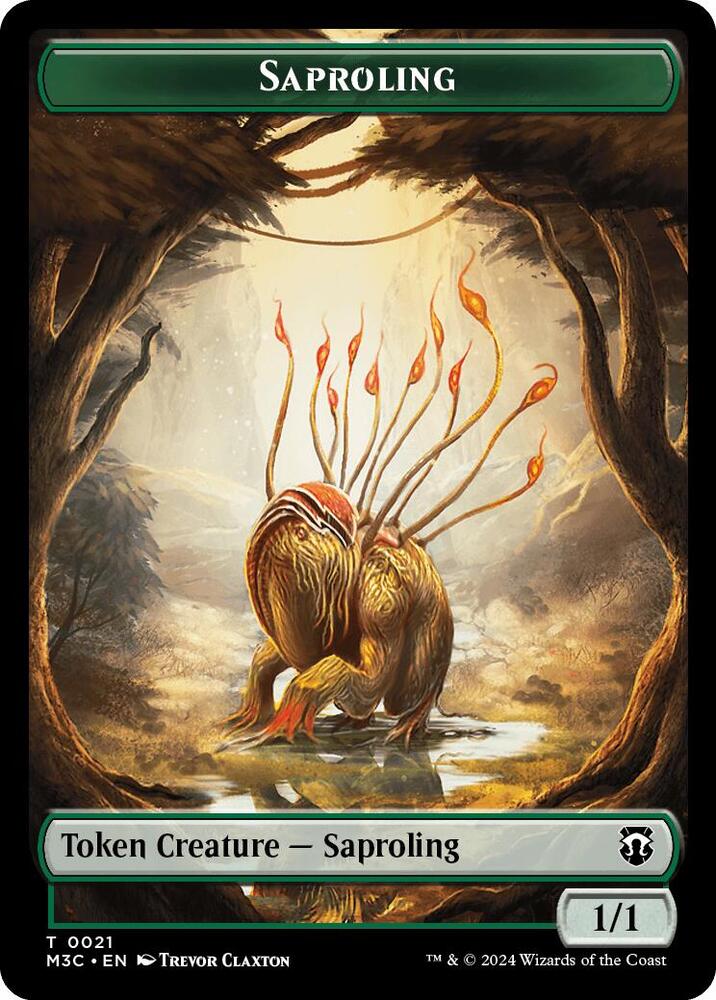 Saproling (Ripple Foil) // Emblem - Garruk, Apex Predator Double-Sided Token (21 // 27) [Modern Horizons 3 Commander]