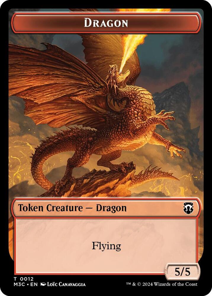 Dragon (Ripple Foil) // Treasure Double-Sided Token (12 // 34) [Modern Horizons 3 Commander]