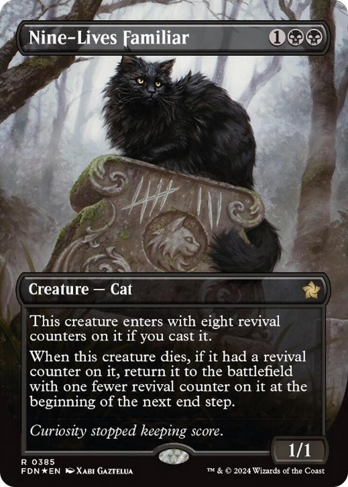 Nine-Lives Familiar (Borderless) (Mana Foil) (385) [Foundations]