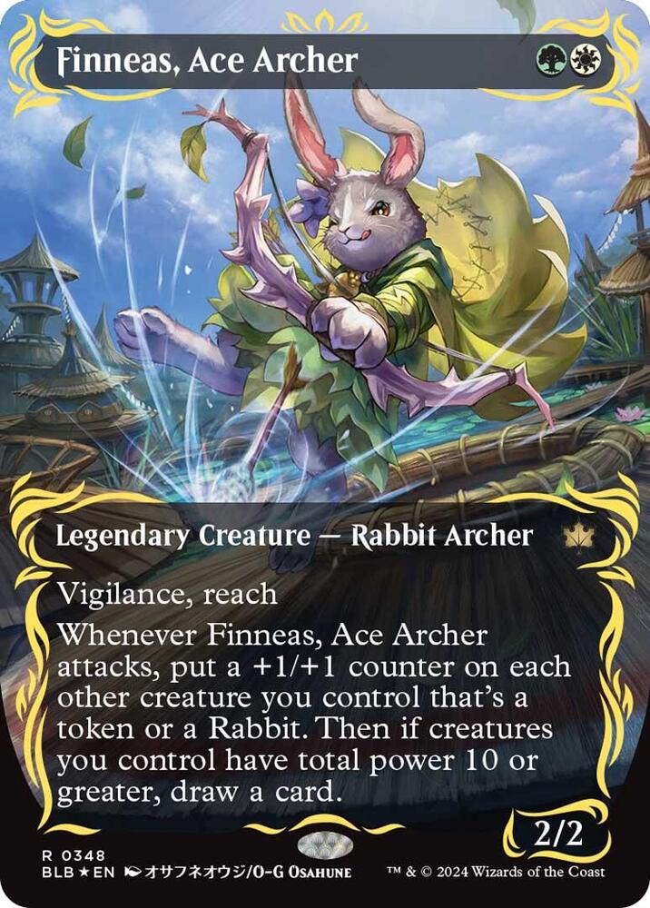 Finneas, Ace Archer (Borderless) (Raised Foil) (348) [Bloomburrow]