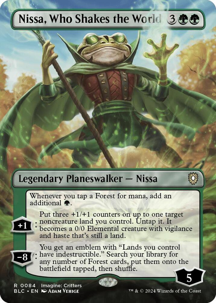 Nissa, Who Shakes the World (Borderless) (84) [Bloomburrow Commander]