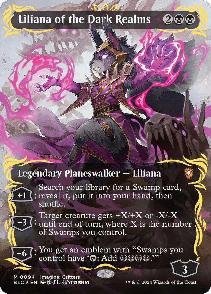 Liliana of the Dark Realms (Borderless) (Raised Foil) (94) [Bloomburrow Commander]