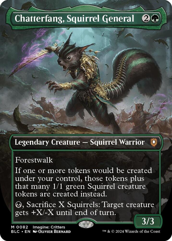 Chatterfang, Squirrel General (Borderless) (82) [Bloomburrow Commander]