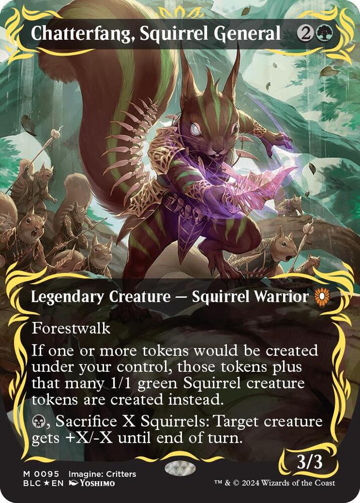 Chatterfang, Squirrel General (Borderless) (Raised Foil) (95) [Bloomburrow Commander]
