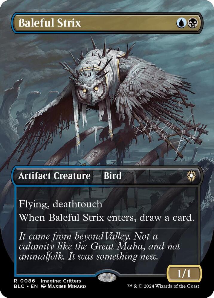 Baleful Strix (Borderless) (86) [Bloomburrow Commander]