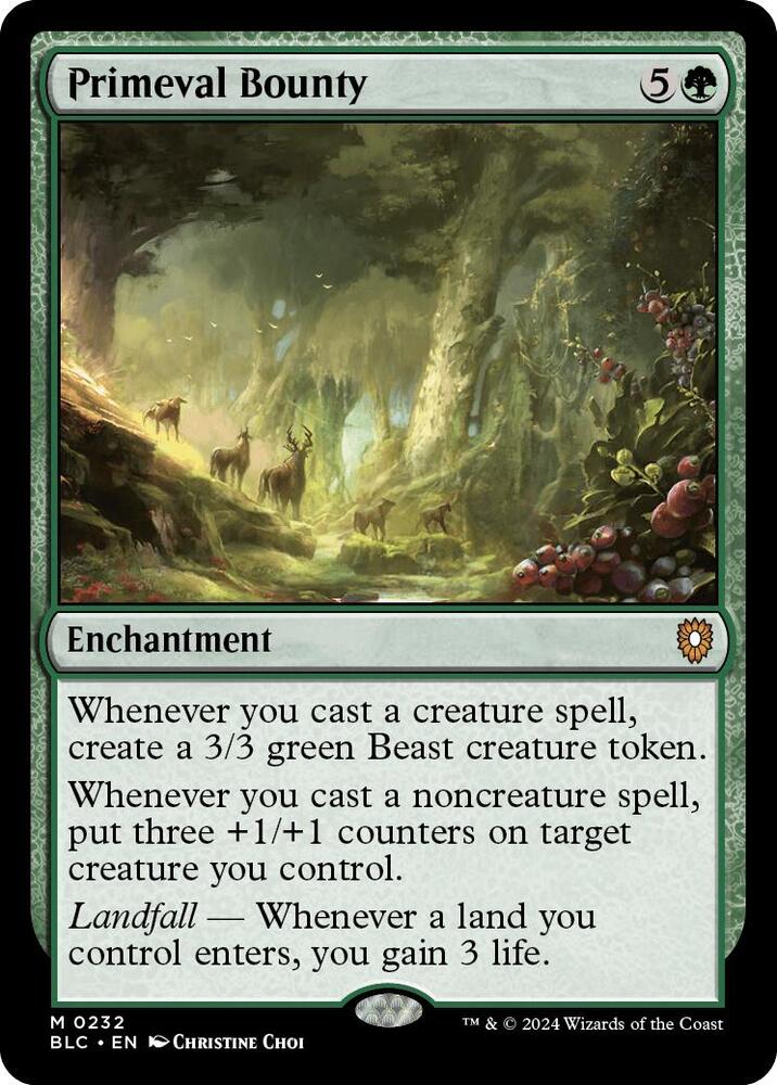 Primeval Bounty (232) [Bloomburrow Commander]