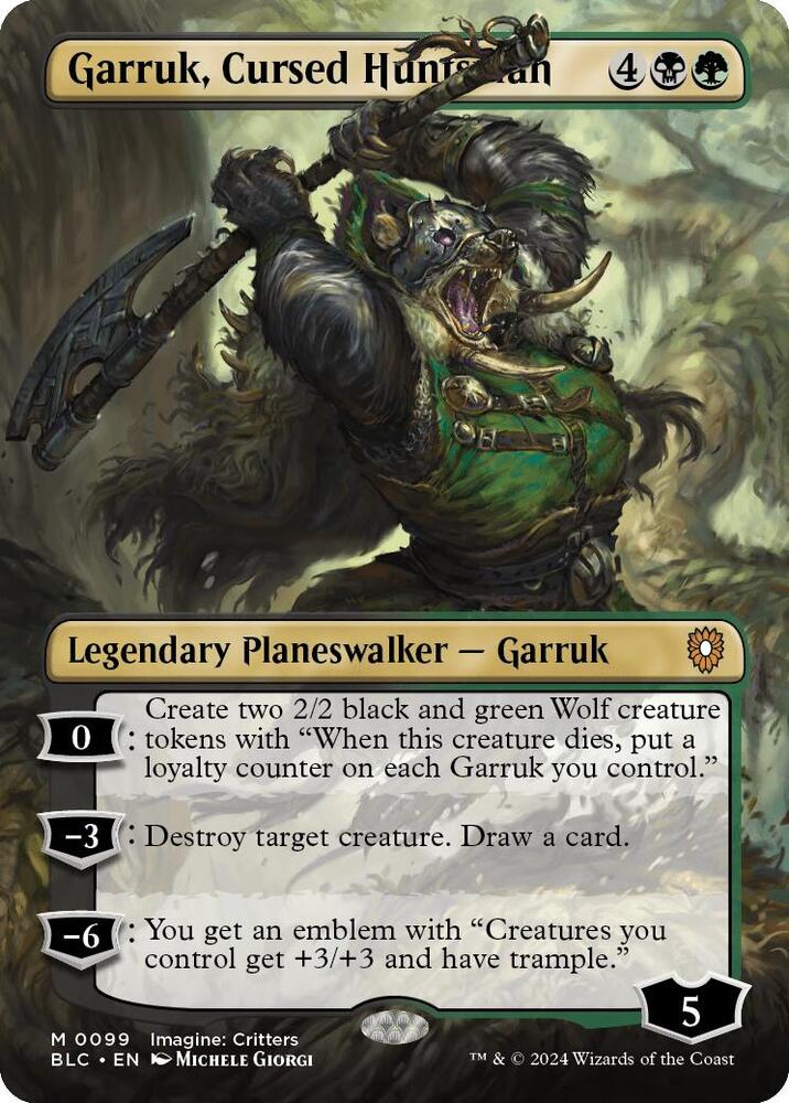 Garruk, Cursed Huntsman (Borderless) (99) [Bloomburrow Commander]