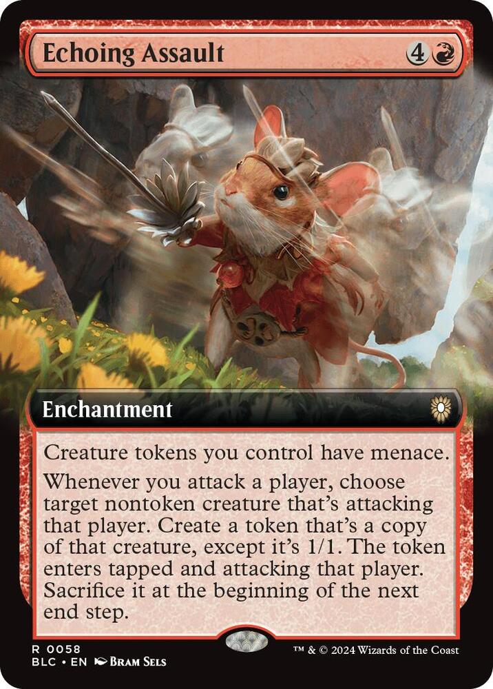 Echoing Assault (Extended Art) (58) [Bloomburrow Commander]