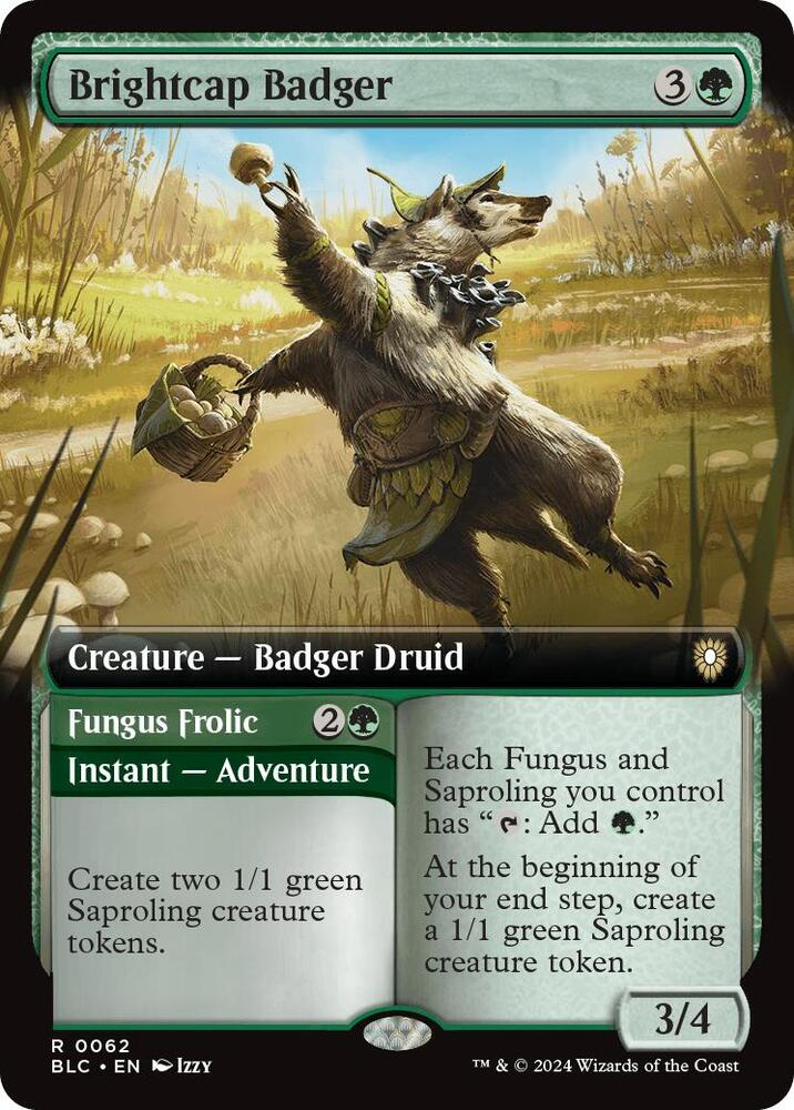 Brightcap Badger (Extended Art) (62) [Bloomburrow Commander]