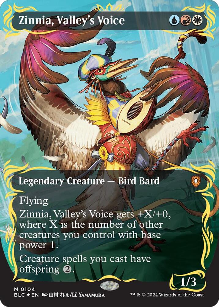 Zinnia, Valley's Voice (Borderless) (Raised Foil) (104) [Bloomburrow Commander]