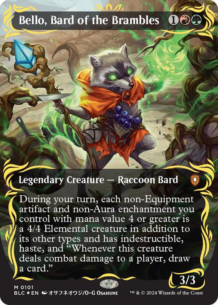 Bello, Bard of the Brambles (Borderless) (Raised Foil) (101) [Bloomburrow Commander]