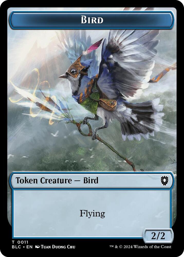 Bird (0011) // Shark Double-Sided Token (11 // 16) [Bloomburrow Commander]