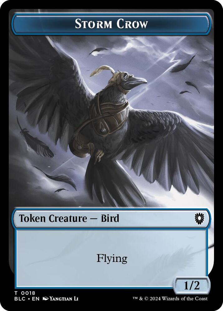 Storm Crow // Bird (003) Double-Sided Token (18 // 3) [Bloomburrow Commander]