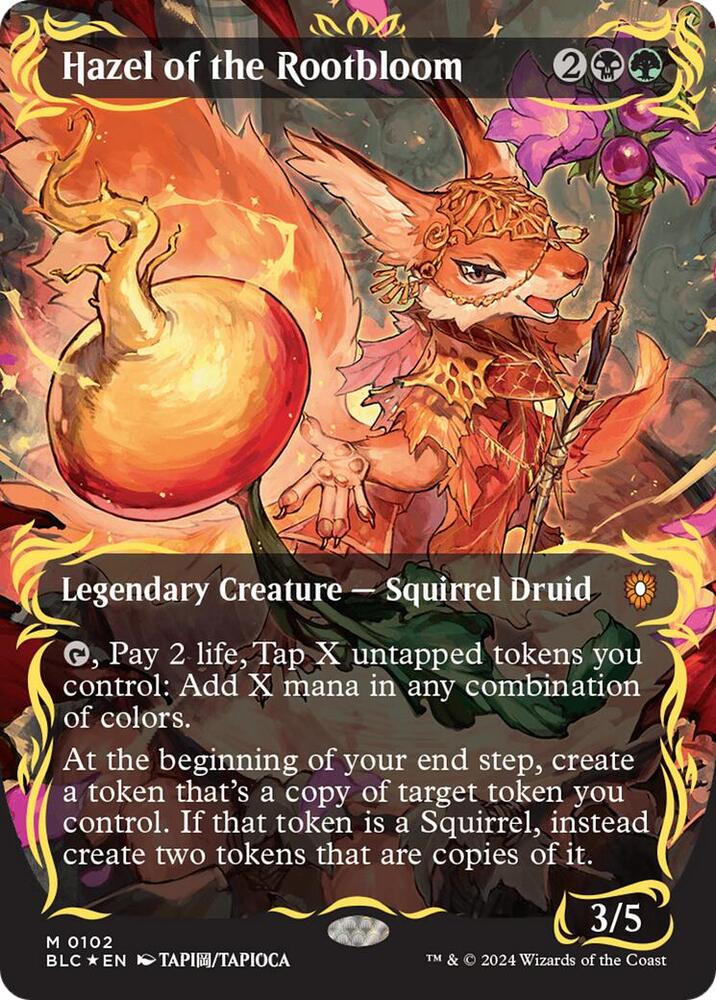 Hazel of the Rootbloom (Borderless) (Raised Foil) (102) [Bloomburrow Commander]