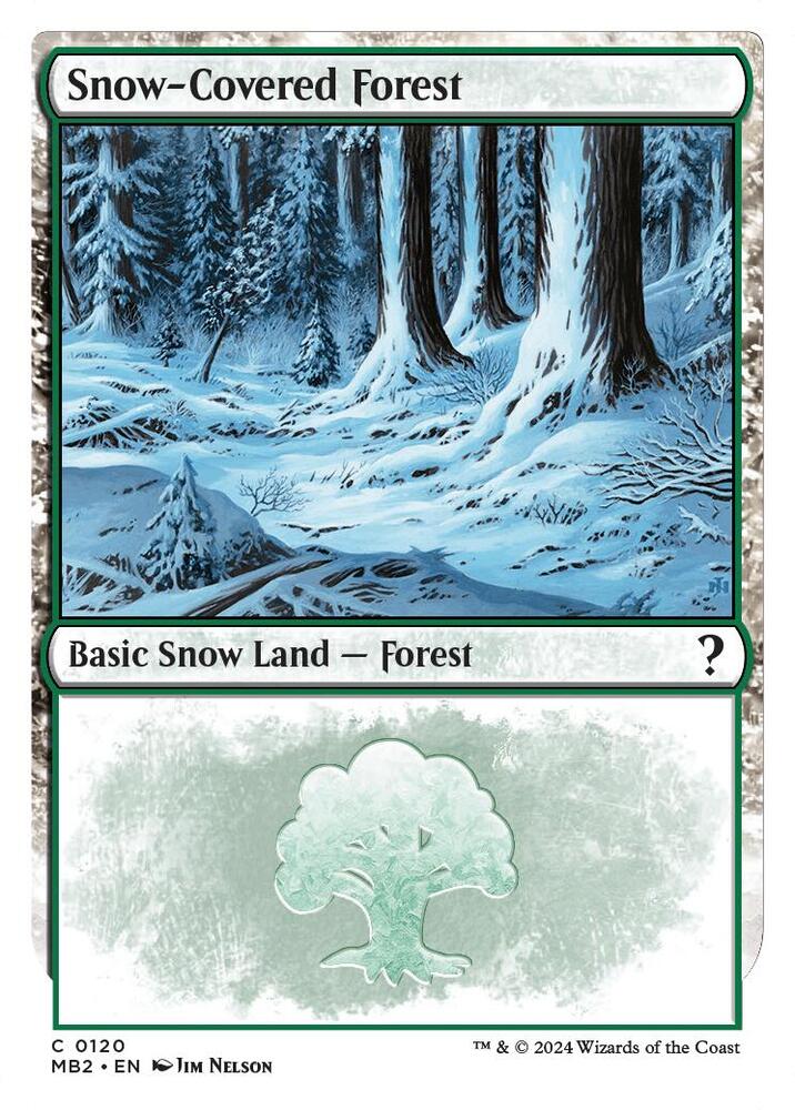 Snow-Covered Forest (White Border) (120) [Mystery Booster 2]