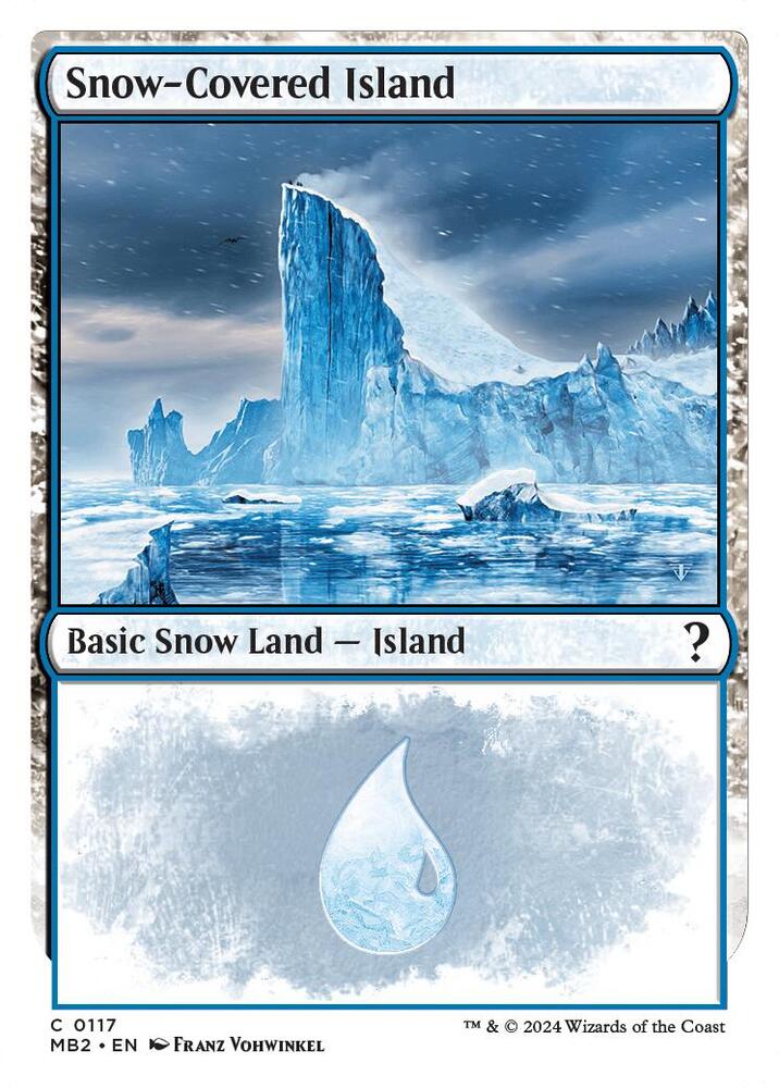 Snow-Covered Island (White Border) (117) [Mystery Booster 2]