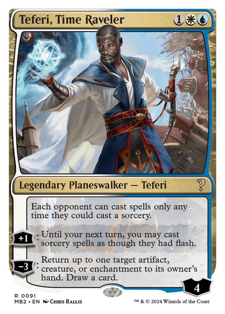 Teferi, Time Raveler (White Border) (91) [Mystery Booster 2]