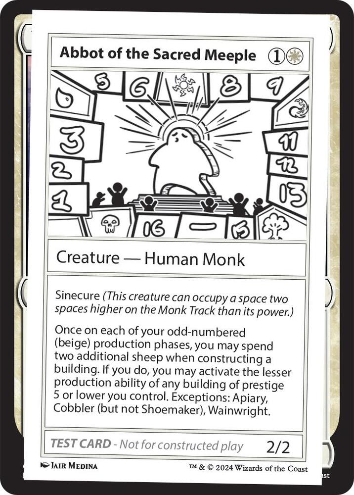 Abbot of the Sacred Meeple (999-ASM) [Mystery Booster 2 Playtest Cards]