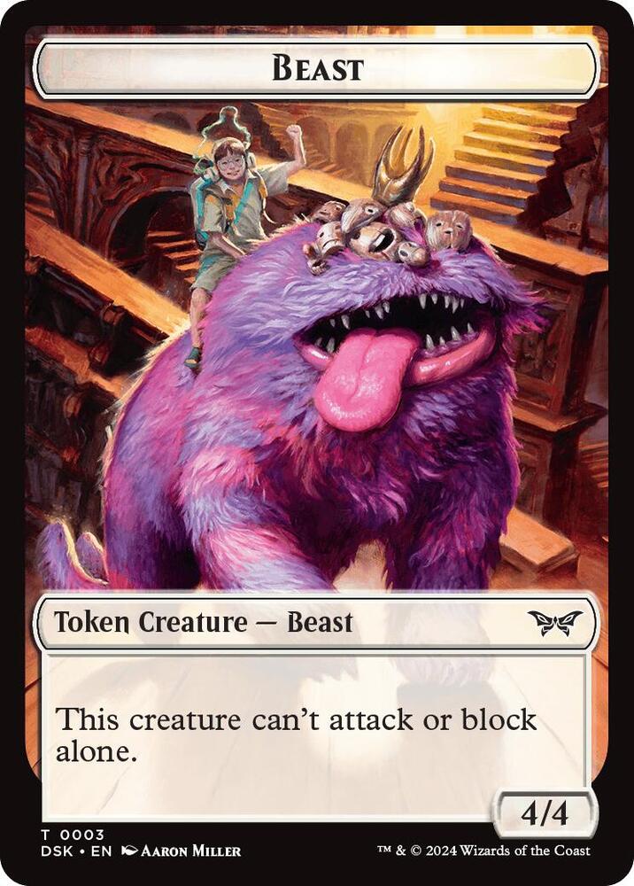 Beast // Copy Double-Sided Token (3 // 1) [Duskmourn: House of Horror]