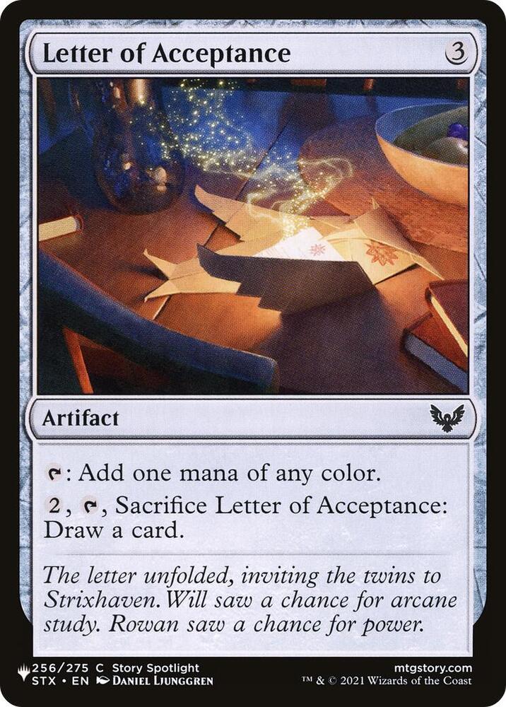 Letter of Acceptance (256/275) [The List]