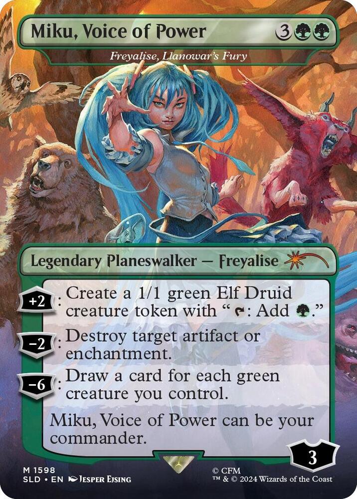 Miku, Voice of Power - Freyalise, Llanowar's Fury (1598) [Secret Lair Drop]