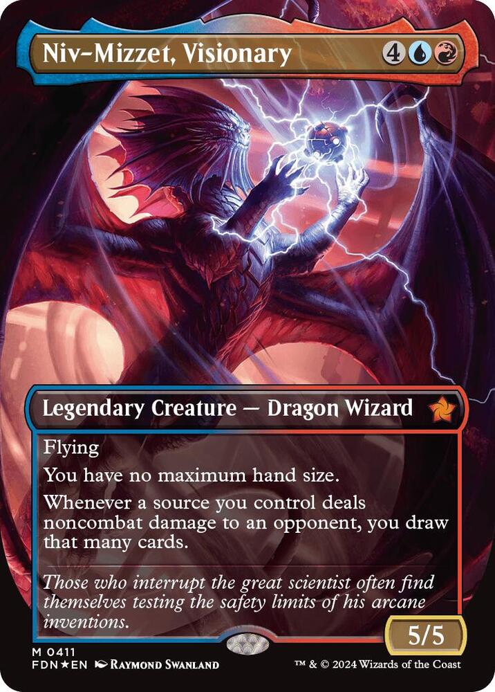 Niv-Mizzet, Visionary (Borderless) (Mana Foil) (411) [Foundations]