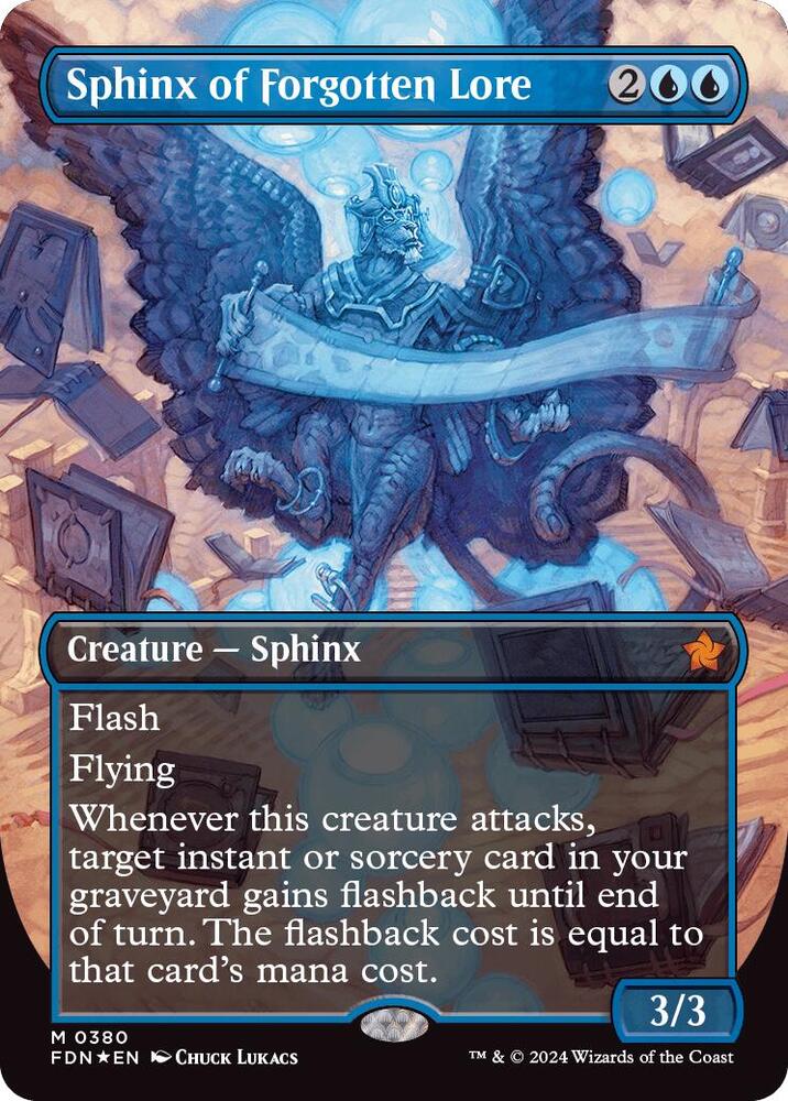 Sphinx of Forgotten Lore (Borderless) (Mana Foil) (380) [Foundations]
