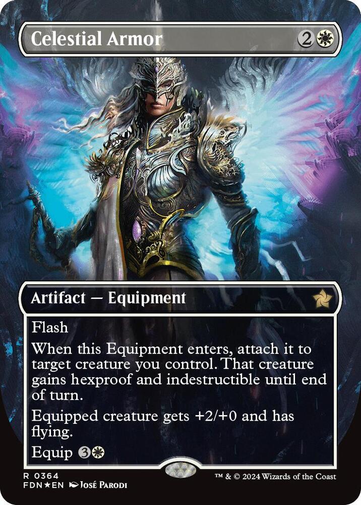 Celestial Armor (Borderless) (Mana Foil) (364) [Foundations]
