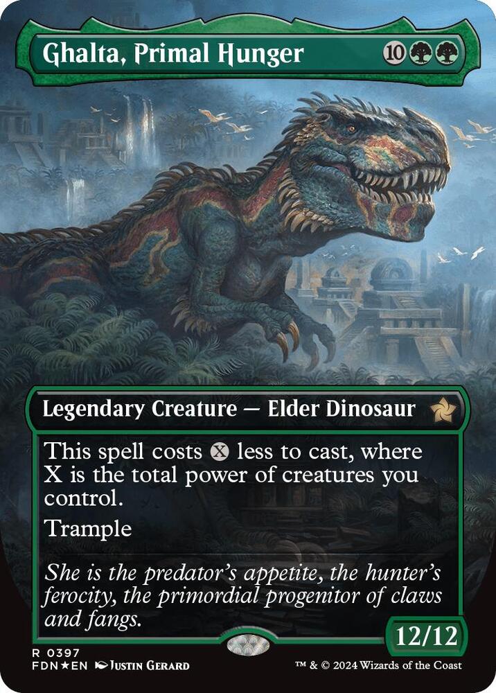 Ghalta, Primal Hunger (Borderless) (Mana Foil) (397) [Foundations]