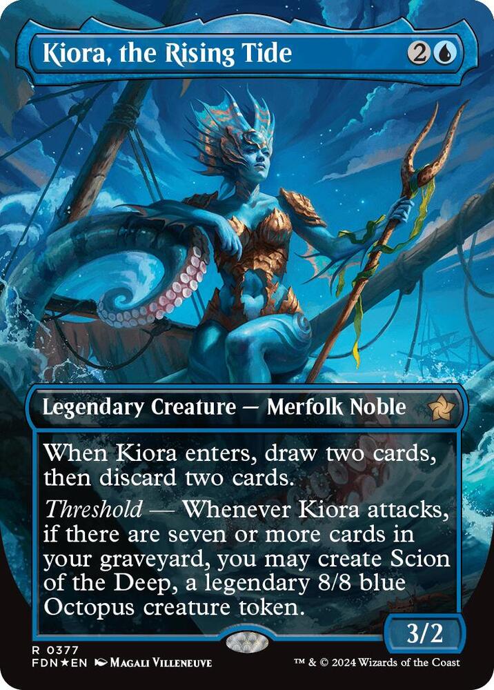 Kiora, the Rising Tide (Borderless) (Mana Foil) (377) [Foundations]