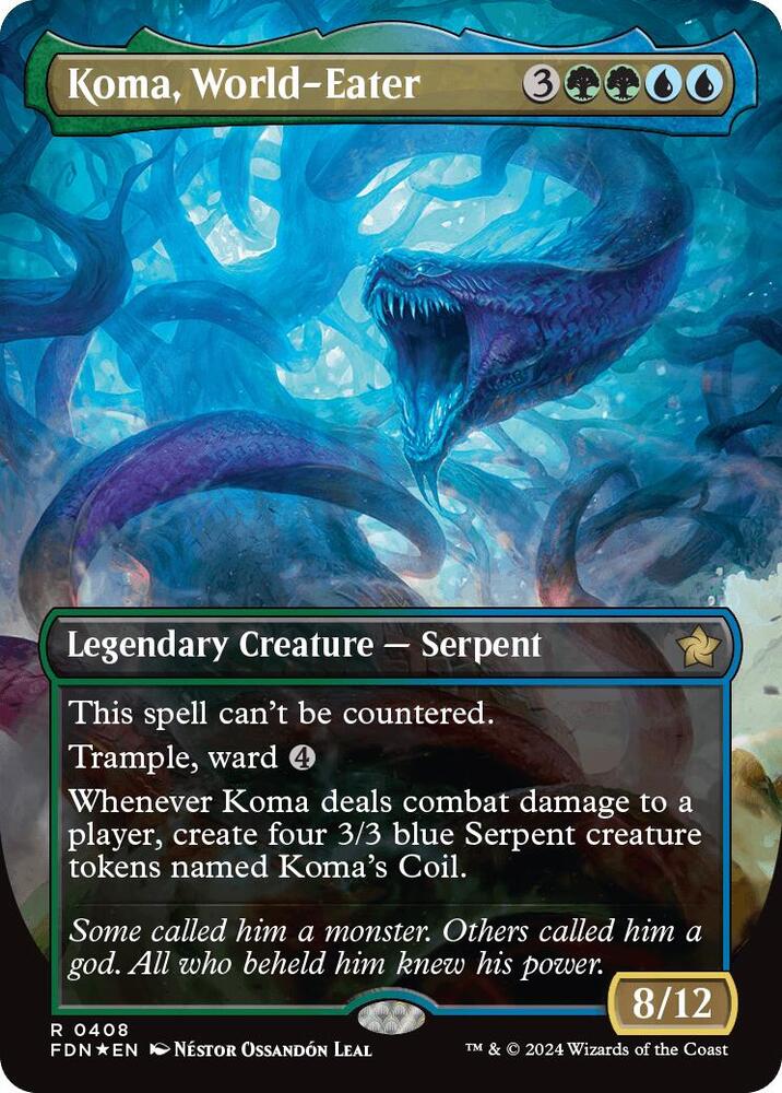 Koma, World-Eater (Borderless) (Mana Foil) (408) [Foundations]