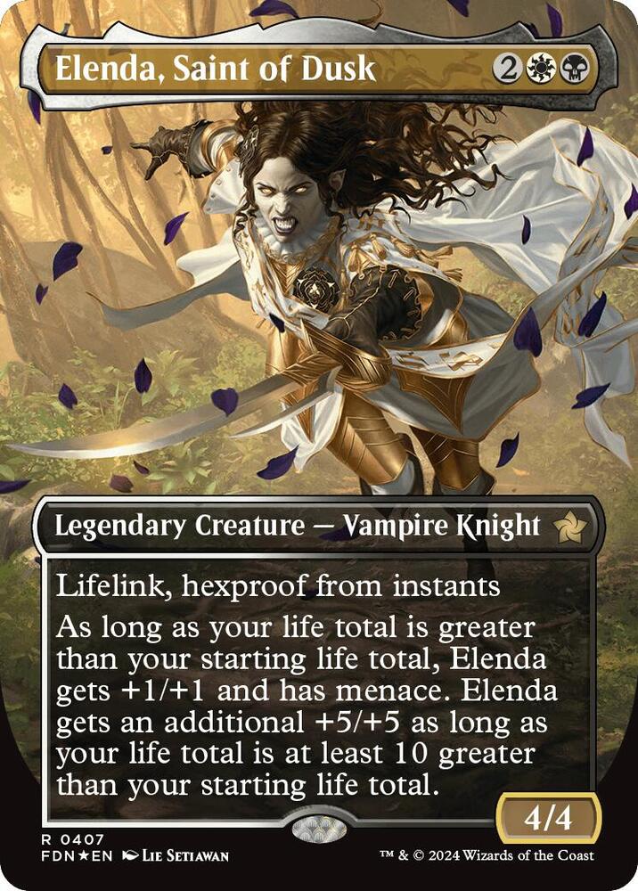 Elenda, Saint of Dusk (Borderless) (Mana Foil) (407) [Foundations]