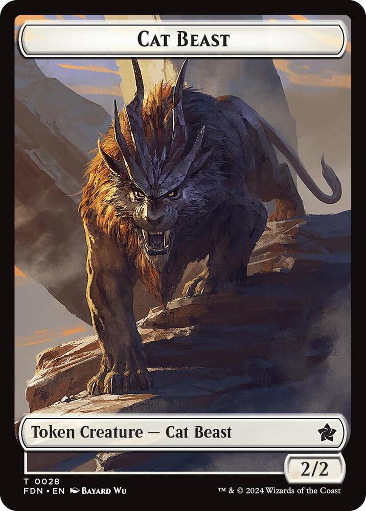 Cat Beast // Dragon (0017) Double-Sided Token (28 // 17) [Foundations]