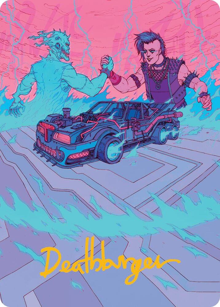 Demonic Junker Art Card (Gold-Stamped Signature) (40) [Aetherdrift Art Series]