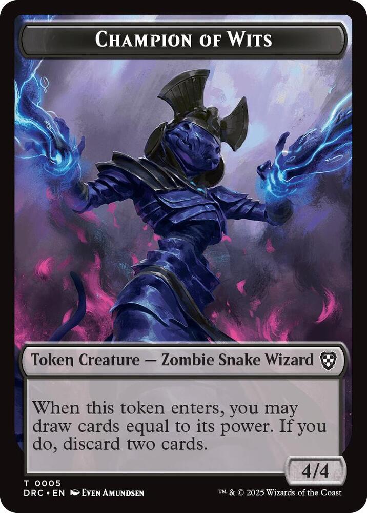 Champion of Wits // Zombie (0003) Double-Sided Token (5 // 3) [Aetherdrift Commander]